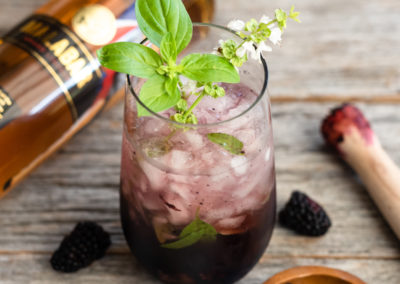 Basil Blackberry Gin and Tonic Cocktail